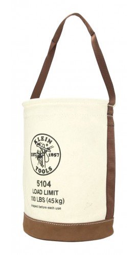 Klein Tools 5104 Canvas Bucket with leather bottom, 100 lbs-