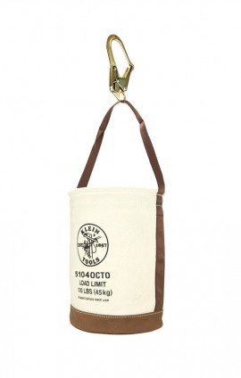 Klein Tools 5104OCTO Canvas Tool Bucket Bag with leather bottom, tether connection points, 12"-
