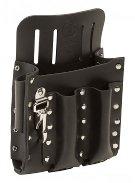Klein Tools 5126 Leather Tool Pouch with 5 pockets and knife snap-