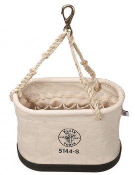 Klein Tools 5144S Canvas 15-Pocket Oval Bucket with swivel snap-