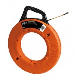 Klein Tools 56056 Multi-Groove Fiberglass Fish Tape with Spiral Steel Leader, 200-Foot-