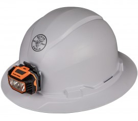 Klein Tools 60406RL Non-Vented Hard Hat with headlamp, full brim style-