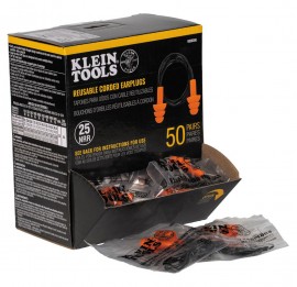 Klein Tools 6050350 Corded Earplugs, 50-pair dispenser pack-