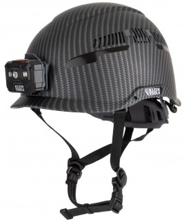 Klein Tools 60517 Safety Helmet, Premium KARBN™ Pattern, Vented, Class C, Headlamp-
