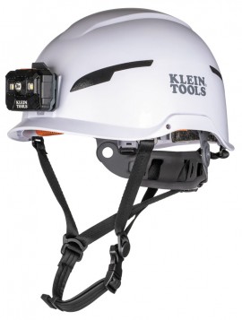 Klein Tools 60525 Safety Helmet, Type-2, Non-Vented Class E, with Rechargeable Headlamp-