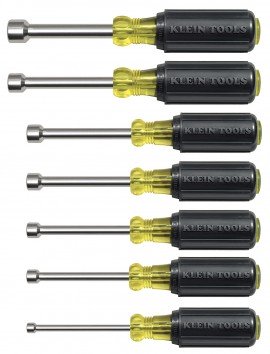 Klein Tools 631m Nut Driver Set with magnetic tip and 3&amp;quot; shaft, 7 pieces-