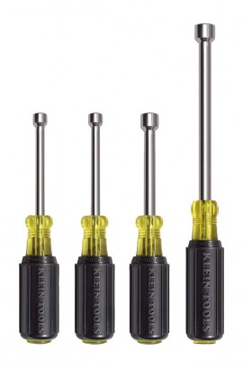 Klein Tools 633 4-Piece Nut Driver Set, 3&quot; shafts-