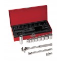 Klein Tools 65504 Socket Wrench Set, 0.375&quot; drive, 12 pieces-