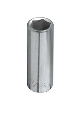Klein Tools 65611 Deep 6-Point Socket, 0.28&quot;, 0.25&quot; drive-