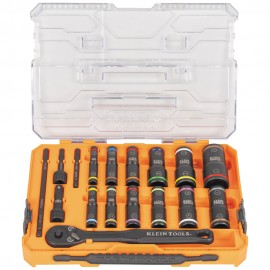 Klein Tools 65626 KNECT™ Flip-24 Deep-Well, Heavy-Duty Impact Socket Set, SAE and Metric-