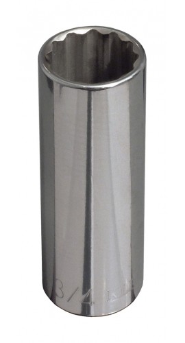 Klein Tools 65826 Deep 12-Point Socket, 0.5625&quot;, 0.5&quot; drive-