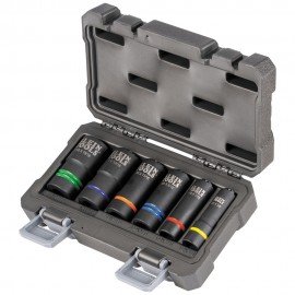 Klein Tools 66090 2-In-1 Slotted Impact Socket Set, 12-Point, 6-Piece-
