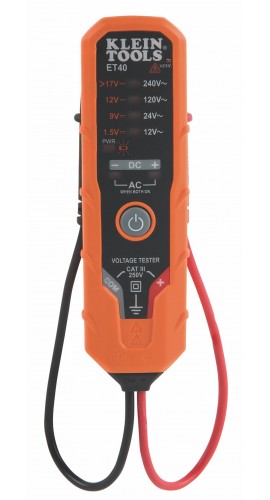Klein Tools ET40 Electronic AC/DC Voltage Tester, 12 to 240 V AC, 1.5 to 24 V DC-