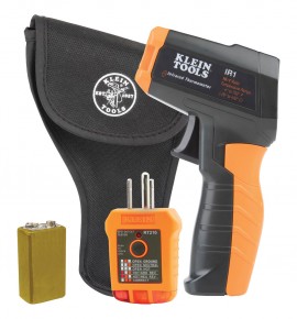 Klein Tools IR1KIT Infrared Thermometer Kit with GFCI receptacle tester-