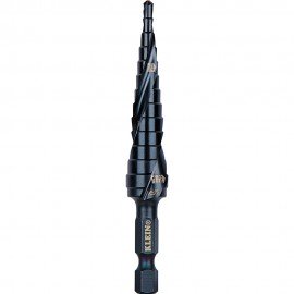 Klein Tools QRST01 Step Drill Bit, Quick Release, Double Spiral Flute, 1/8 to 1/2-Inch-
