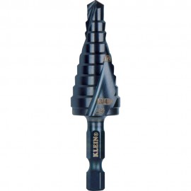 Klein Tools QRST03 Step Drill Bit, Quick Release, Double Spiral Flute, 1/4 to 3/4-Inch-