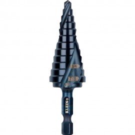 Klein Tools QRST14 Step Drill Bit, Quick Release, Double Spiral Flute, 3/16 to 7/8-Inch-