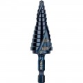 Klein Tools QRST14 Step Drill Bit, Quick Release, Double Spiral Flute, 3/16 to 7/8-Inch-