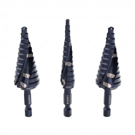 Klein Tools QRST2S Step Drill Bit Set, Quick-Release, Double Fluted, 3-Piece-