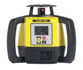 Leica Rugby 680 Rotating Laser with Rod Eye 140 and alkaline battery pack-