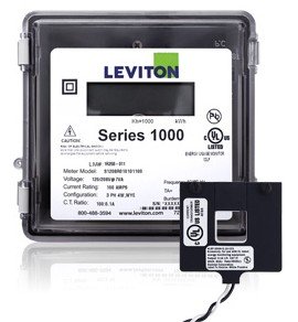Leviton 1O240-01W Outdoor 120/240V Single Phase kWh Meter Kit, 100A, 2 Split Core CTs-