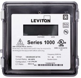 Leviton 1R120-041 Outdoor Single Element kWh Meter, MAX 400A, Meter Only-