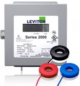 Leviton 2K480-1SW Indoor Three Phase Meter Kit, 277/480V, 100A with 3 Solid Core CTs-