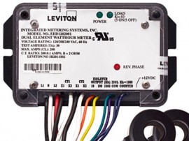Leviton 5B201-T02 Dual Element Potted Mini Meter, 1P/3W, 120/240V, 0.1 kWh Resolution, Mechanical Counter, 2 Permanently Attached 200:0.1A CT-