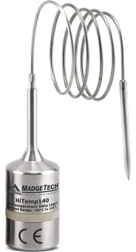 MadgeTech HiTemp140-PT High Temperature Data Logger with a 12&amp;quot; flexible probe and 1&amp;quot; piercing tip-