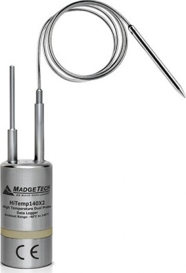 MadgeTech HiTemp140X2 Series High Temperature Dual Probe Data Logger with a 2&amp;quot; TD probe and 36&amp;quot; flexible RTD probe with steel tip-