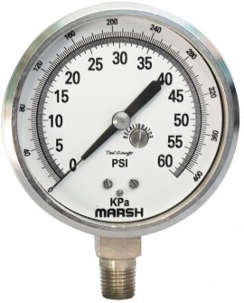 Marsh D1540 Test Gauge, 3&quot;, VAC to 1,000 psi-