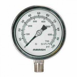 Marsh H20754 Stainless Steel Internal Gauge, 0 to 200 psi, 1/4&amp;quot; NPT-