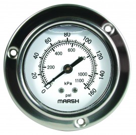 Marsh J7620P Severe Service Gauge, 30&amp;quot; Hg VAC to 200 psi, Copper Alloy, 1/4&amp;quot; NPT Lower-