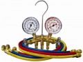 Mastercool 33636-MRG 2-Way Brass Manifold Metric Gauge Set with 3 x 36&amp;quot; standard hoses, gauge guards-