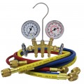 Mastercool 36661 Brass Manifold Gauge Set with hose holder, 3 x 60&amp;quot; hoses-