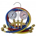 Mastercool 37661 Brass Manifold Gauge Set with 3 x 60&amp;quot; hoses, shut-off valve fitting-