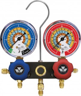 Mastercool 51303 2-Way Aluminum Manifold Gauge Set with 3-1/8&quot; gauges only, R600A, R290 and R134A-