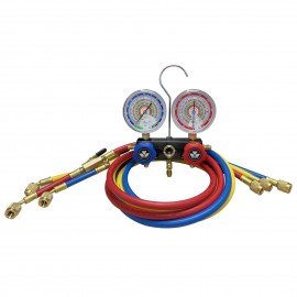 Mastercool 54361 2-Way Aluminum Manifold Gauge Set with 60&quot; barrier hoses with ball valves, R404A, R407C, R507A, R134a-