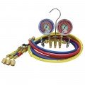 Mastercool 59236 2-Way Brass Manifold Gauge Set with 36&quot; R410A hoses with ball valve control, 1/4&quot; SAE fittings, R410A, R22, R404A-