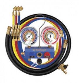 Mastercool 59861 2-Valve Aluminum Manifold with 60&amp;quot; Ball-Valve Hoses-