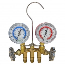Mastercool 80103-G 2-Valve Brass Manifold Gauge Set with 2-&amp;frac12;&amp;quot; gauges and gauge guards-