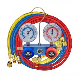Mastercool 85161-M 2-Way Aluminum Manifold Gauge Set, less coupler, metric, R134a-