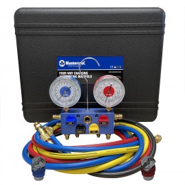 Mastercool 86461 4-Way Aluminum Manifold Gauge Set with E-Z snap&amp;trade; coupler, R134a-