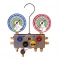 Mastercool 86836-G 4-Way Aluminum Manifold Gauge Set with SNAP-n-SEAL straight coupler and protector guard, R134a-