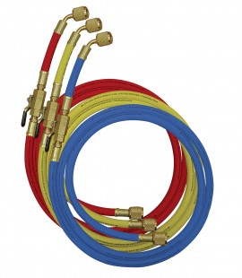 Mastercool 90262-72 Standard Hoses with manual shut-off valve, 72", 1/4 x 1/4″, 3-pack-