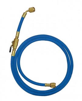 Mastercool 90263-72 Standard Hose with manual shut-off valve, 72&quot;, 1/4 x 1/4″, blue-