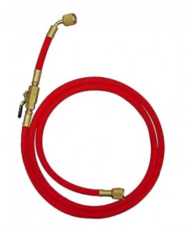 Mastercool 90265-72 Standard Hose with manual shut-off valve, 72", 1/4 x 1/4″, red-
