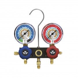 Mastercool 93103-MR 2-Way Aluminum Manifold Gauge Set, metric, less hoses, R134a, R22, R12, and R404A-