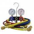 Mastercool 96772-G 2-Way Aluminum Manifold Set with 3 x 72&amp;quot; GY5 hoses, and gauge guards-