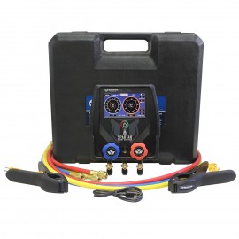 Mastercool 99927-BT-2 2-Way Spartan Smart Digital Manifold with 72&amp;quot; high-pressure hoses, standard fittings, and 2 x clamp-